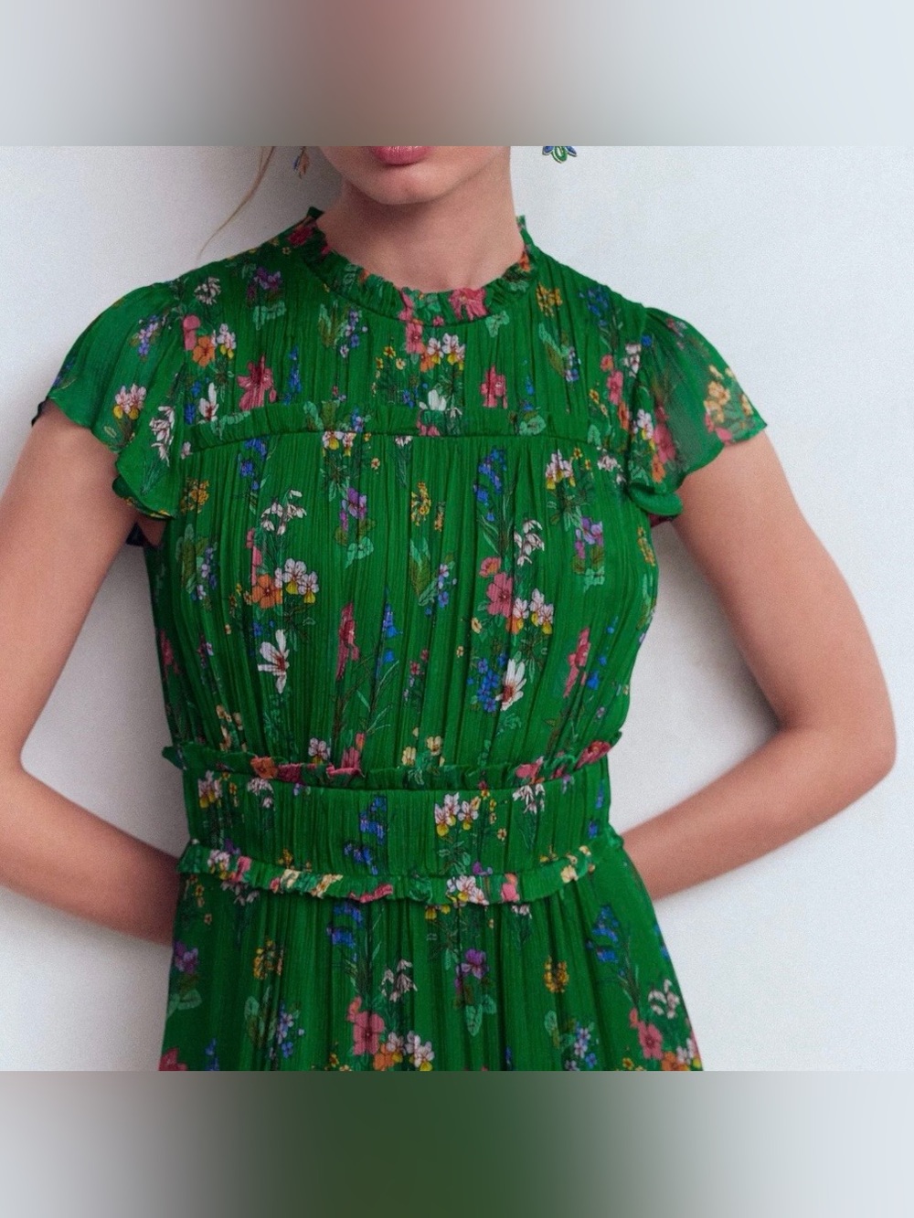 NWT Boden Sleeveless Ruffle Dress in Bear Grass, Delicate Blossom size 8 - Picture 3 of 14